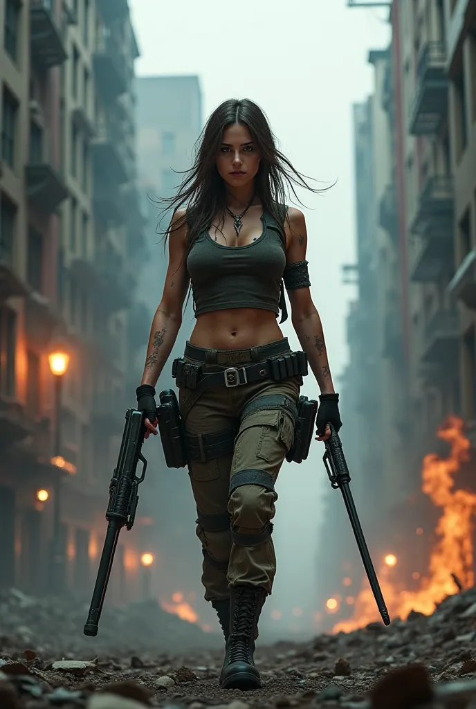 A female survivor in an apocalypse where demons came out of hell turning humans into zombies and other monsters she fights with a katana and a shotgun