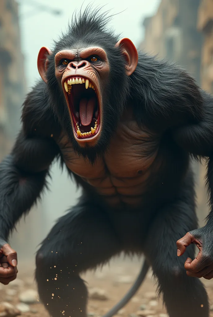 Monkey screaming angrily