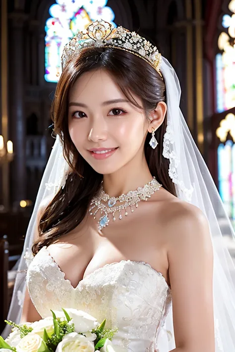 (top quality、desktop、【8k、 Best Image Quality 、Award-winning works)、 A Beautiful Bride 、(alone:1.1)、(The Most Luxurious and Luxurious LUXURIOUS AND MOST GORGEOUS GIANT WEDDING DRESS:1.1)、( Perfect Wedding Lace :1.2)、(The Most Luxurious and Luxurious Giant C...