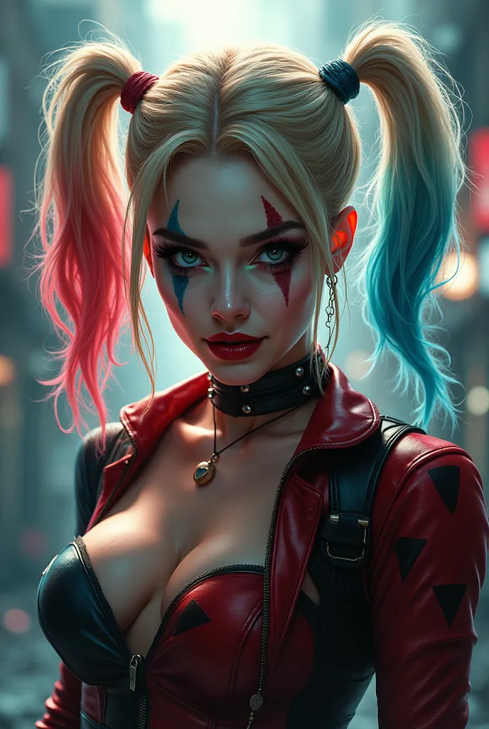 Crie uma arte da Harley quinn da Margot Robbie igual a do filme wallpaper 