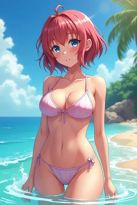 Anime girl in a bikini with giant tits