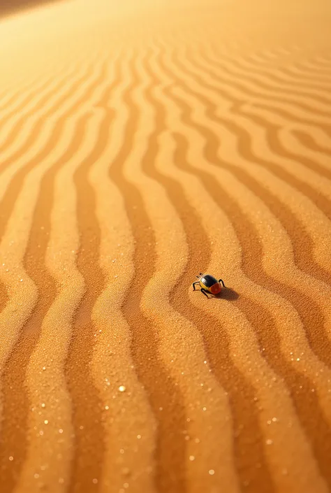 A **hyper-realistic extreme close-up** of **wind-sculpted sand dunes in the Lompoul Desert, Senegal**, capturing the **delicate, rippled patterns formed by the shifting grains**. The fine details of the **sand’s texture are visible, with minuscule grains c...