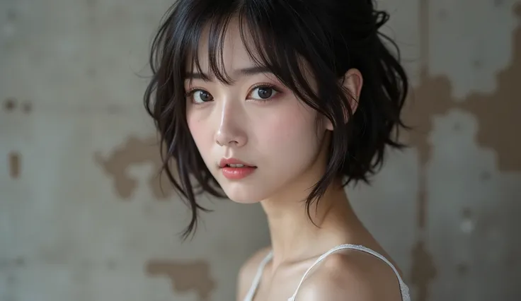 8k,ultra high definition , top quality, masterpiece,rule of thirds,golden ratio,surreal,pictures, One Woman,( girl:1.3),cute,cute顔, Beautiful Eyes in Every Detail , 細かくdetails,mature women,princess,upper body, black hair,Short Feathered hair,ID photo, lux...