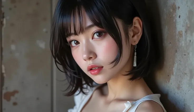 8k,ultra high definition , top quality, masterpiece,rule of thirds,golden ratio,surreal,pictures, One Woman,( girl:1.3),cute,cute顔, Beautiful Eyes in Every Detail , 細かくdetails,mature women,princess,upper body, black hair,Short Feathered hair,ID photo, lux...