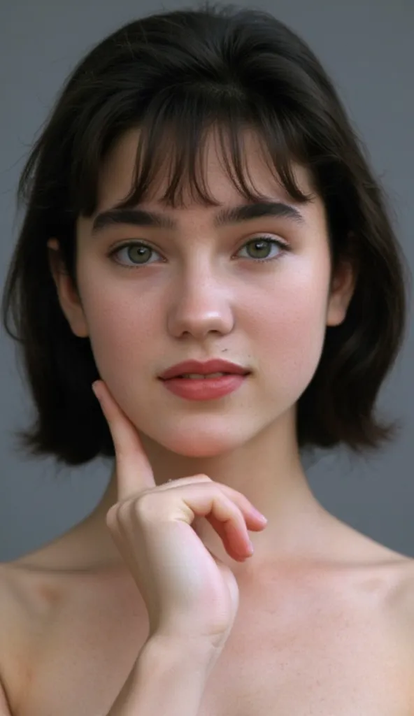 (((Masterpiece, top quality, highly detailed))), A woman, Very slender body, Long and thin legs, (((Short black bob, thick and fluffy bangs))), (((Very detailed face))), Cosmetic free, Small thin nose, Small thin mouth, (((Very sharp and focused eyes))), L...