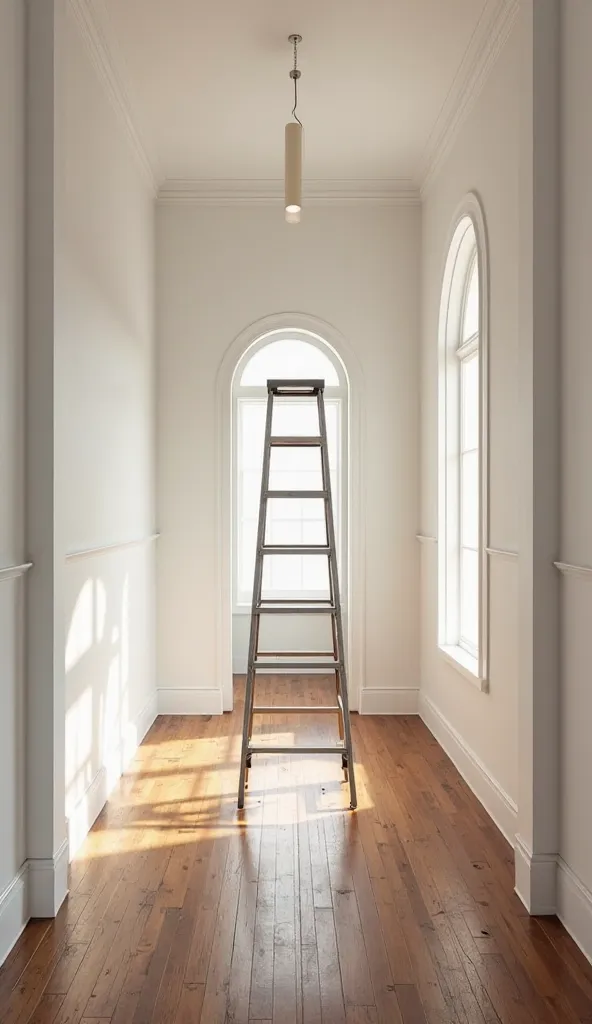 Hallway of an old building, clean, with ladder
High resolution, High details, HD model, high quality, Realistic image  