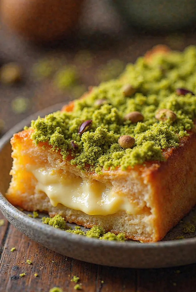 Make kunafa with pistachio 