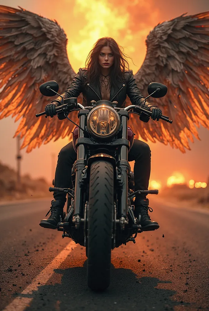 fall angel biker on The road in the highway to hell