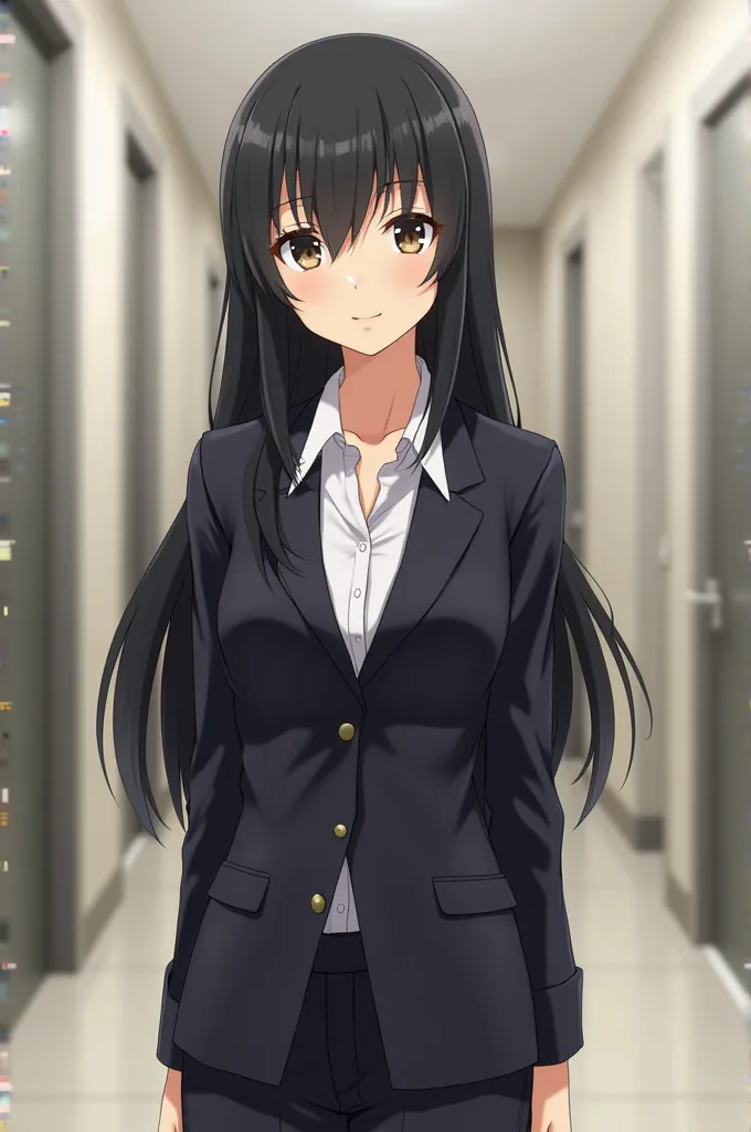 ((best quality)), attractive, black hair,  formal, tall: politician woman anime