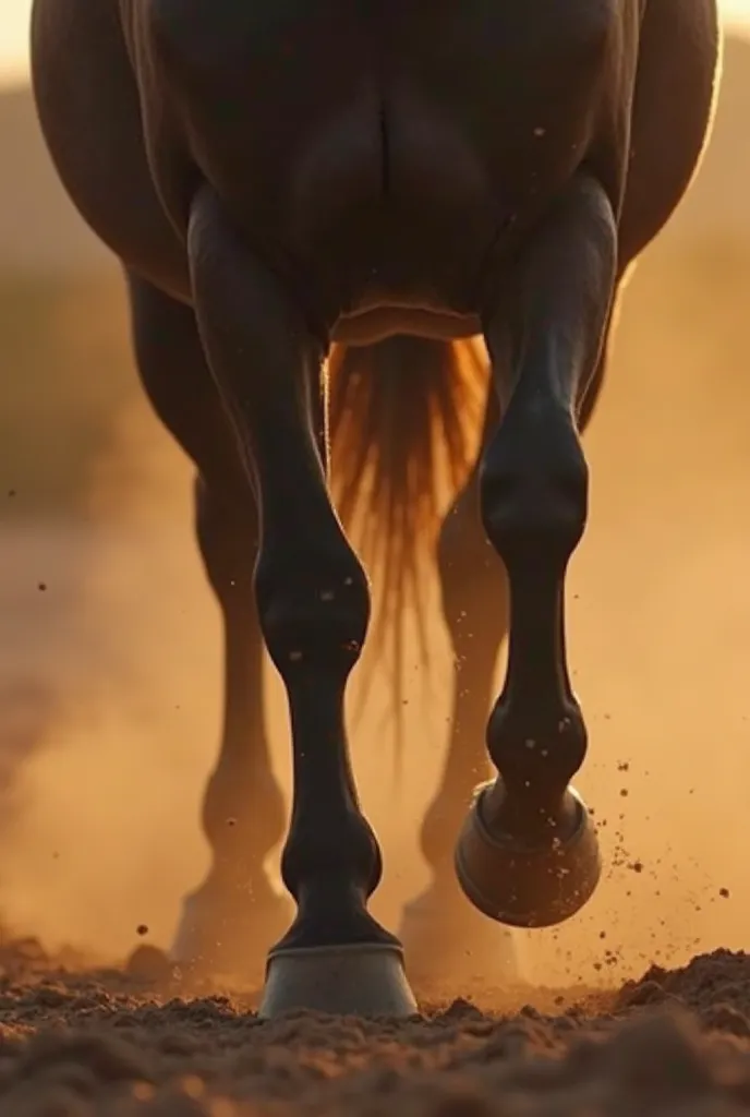 . The first scene is a close-up shot (Close-up Shot)

(and the animals are in the morning)
The scene begins with a close-up shot of strong black horse hooves that hit the ground quickly, making a successive sound similar to violent gasping (ضبحًا). . The d...