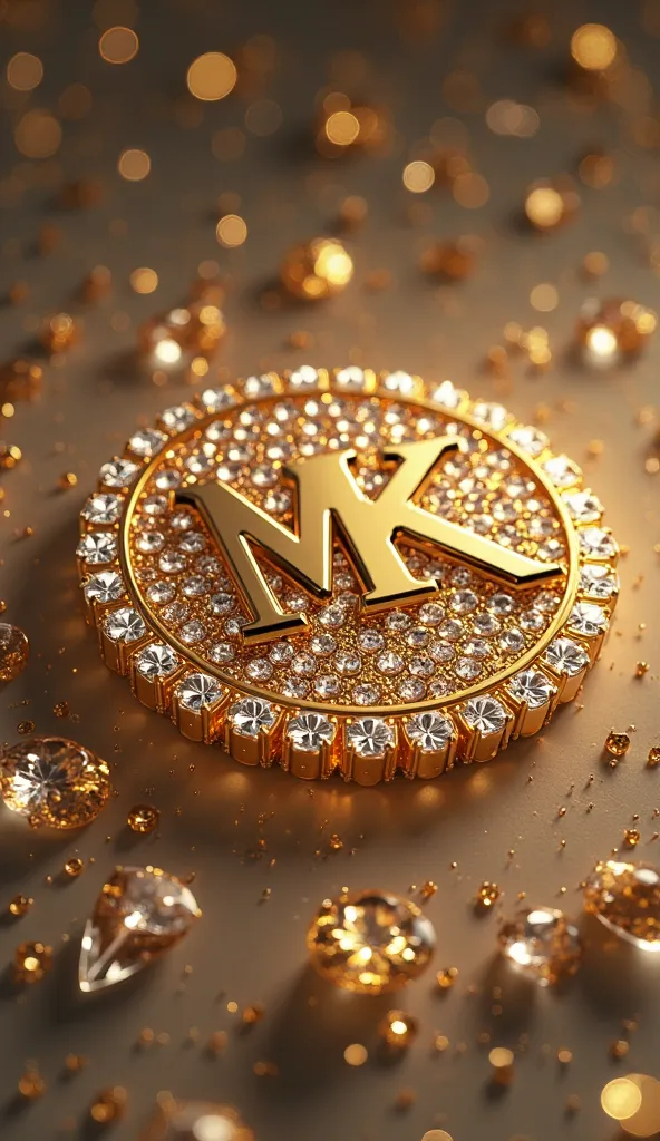 Generate a cool GOLDEN WITH DIAMONDS logo for MK
