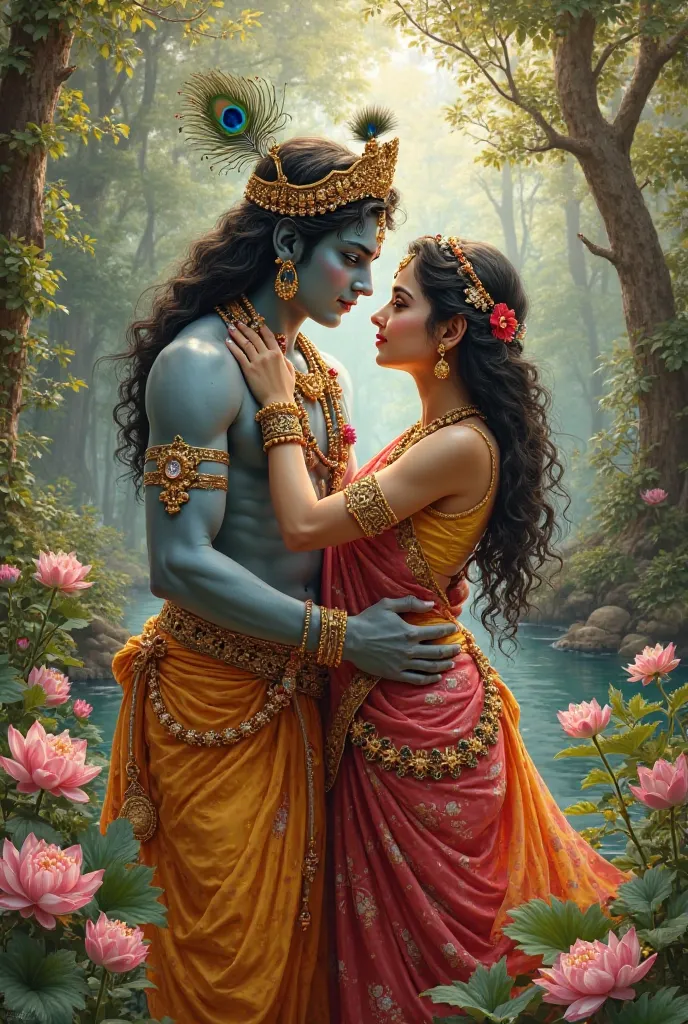 Radha is seeing Krishna in the form of