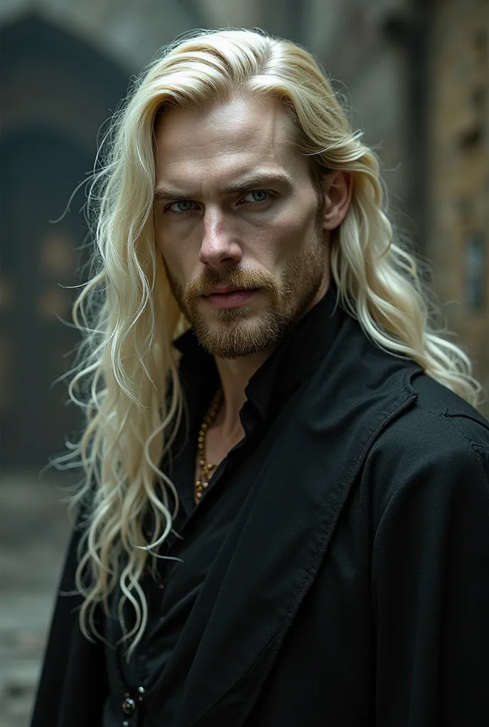 Vampire with long blond hair and a blonde beard