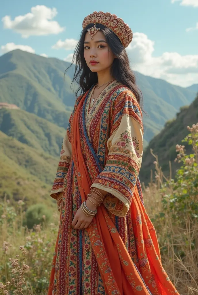 A girl in an Uzbek suit 