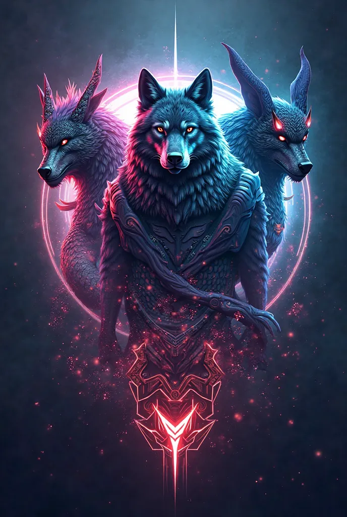 Create an esports icon that contains the acronym SL which means "superior Legends" in the image must include a wolf, dragon and bat 