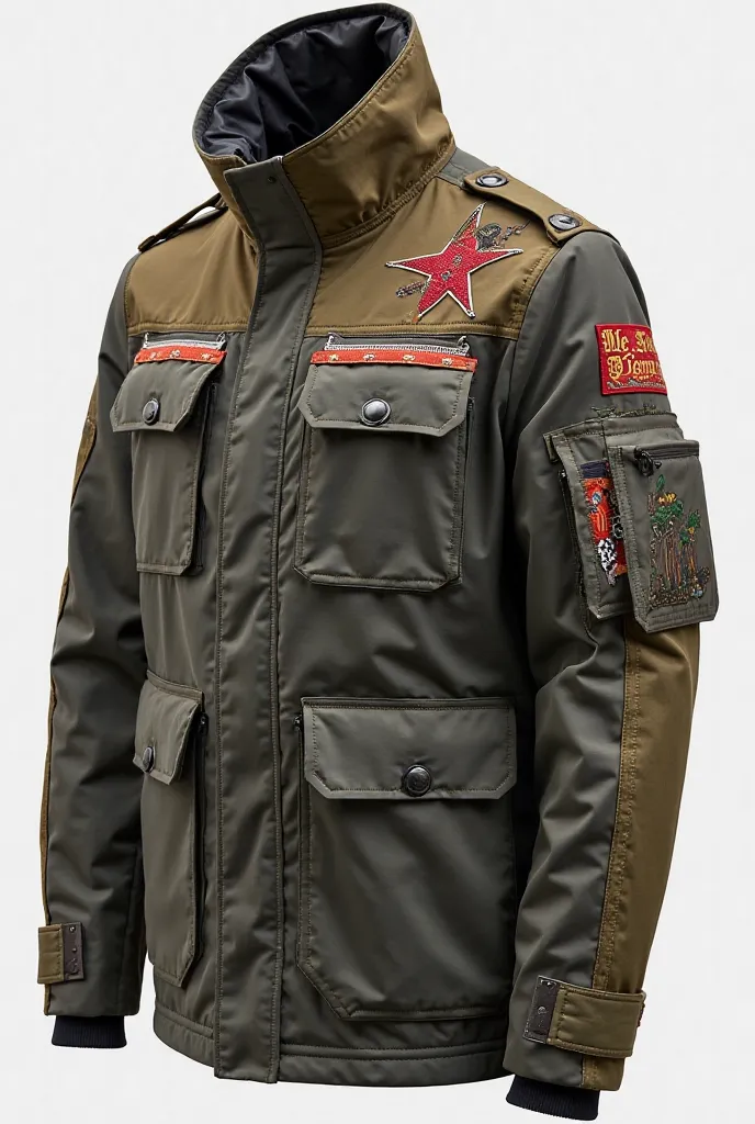 1. Modular Military-Inspired Jacket – Men’s Design

Shape & Fit:
	•	Structured fit with detachable sleeves for adaptability—can easily be worn as a vest or full jacket depending on the occasion or weather.
	•	Mid-length, hitting just above the waist with a...