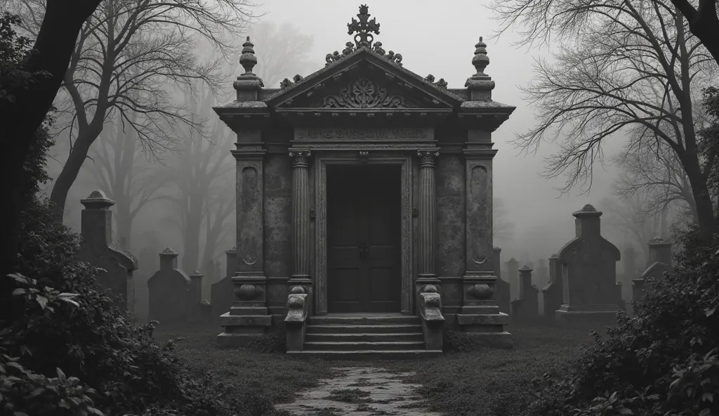 19th century tomb. black and white 