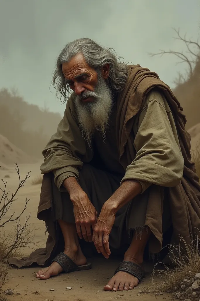 Job sad old man character from the Bible 