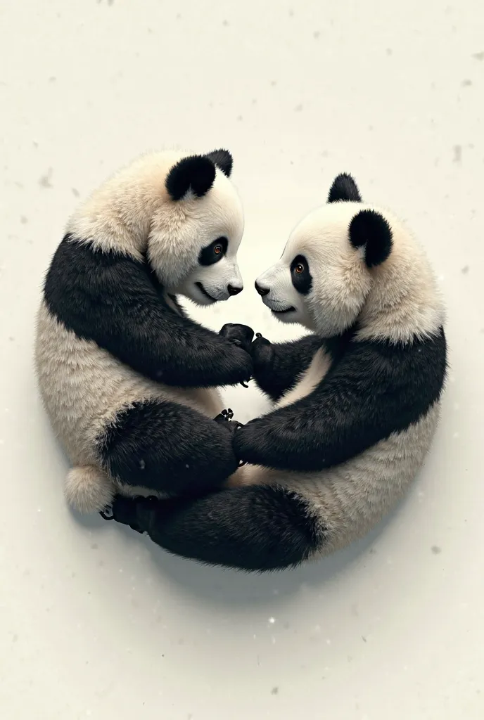 Yin yan sign formed by 2 pandas black and white 