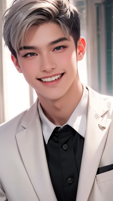 Handsome Asian Boys, Boys ,   , handsome korean face,Bright Red Antique Chinese Dress, long white hair, Mobile Krabi, anatomy Perfect. . When looking into his gorgeous eyes , With charm,  Attractive Eyes , His eyes were on the audience , , you can see the ...