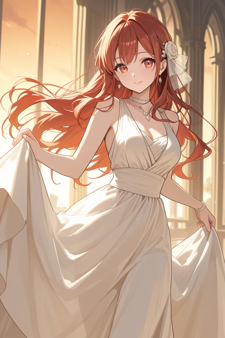 anime girl, long hair. beautiful, elegant, evening dress