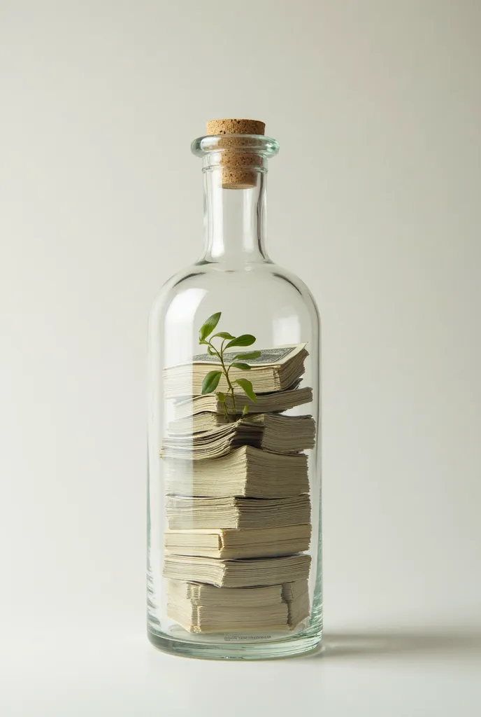 Bottle with bills inside 