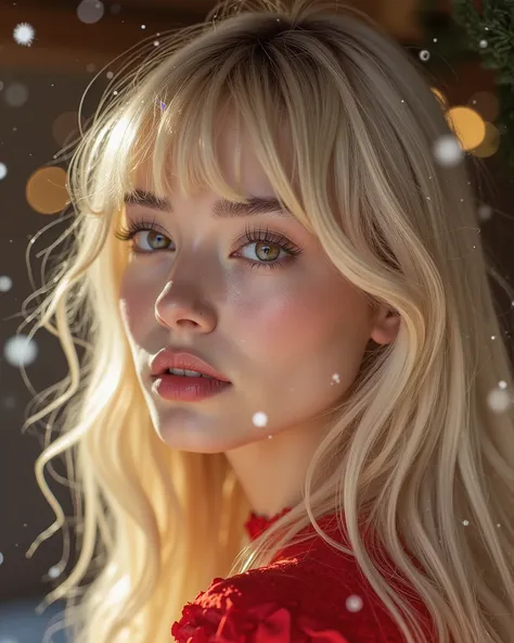 Best quality, realistic, realistic, extremely detailed, extremely delicate and beautiful, RAW photo, professional lighting, facial lighting, depth of field, single focus, full body, a 20 year old woman, blonde hair, long straight hair with bangs, brown eye...