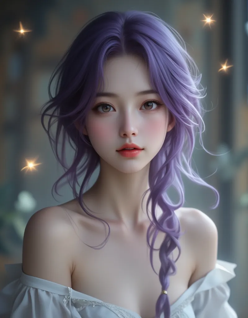 Beautiful woman with purple hair