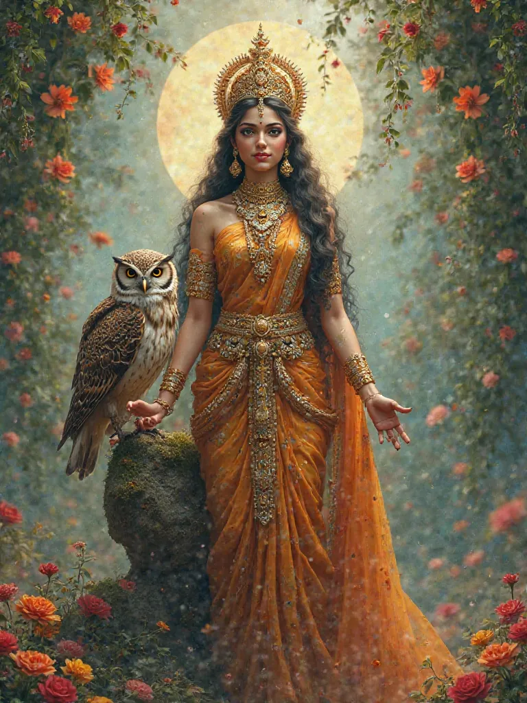 Ma Lakshmi with a owl 