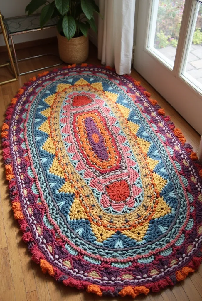 Oval crochet rug graphic 