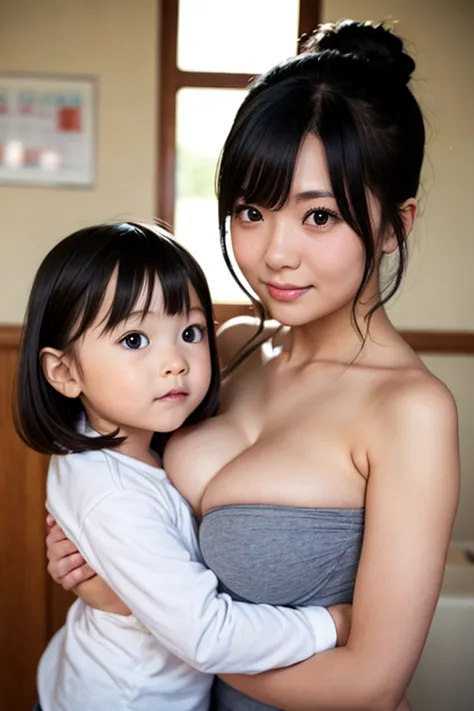 top quality,  ultra high definition、schools、Japanese、((petite and cute ))、toddler body、Big Breasts、 black hair、brown eyes、