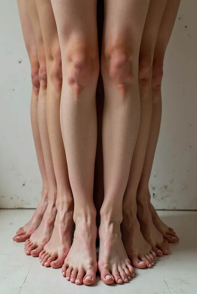 there are many feet of a person stacked on top of each other, real human feet, realistic human feet, many legs, inspired by Vanessa Beecroft, piles of bodies, feet art, hyperrealism art, by Vanessa Beecroft, fine art hyperrealism, hyperrealism photography,...