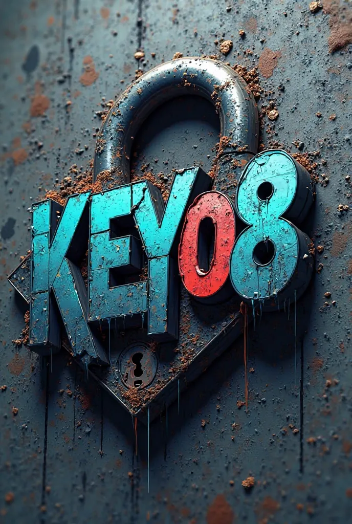 Could you give me a logo with the letters key08 that is modern and a bit graffiti style with a representative object such as a padlock or a code 