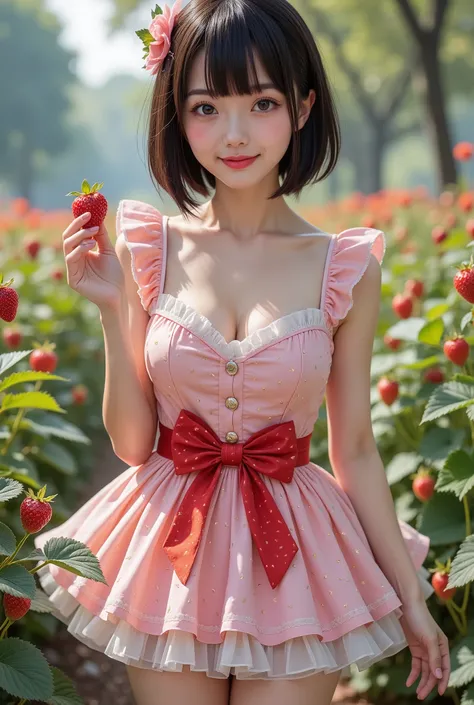 (extremely detailed, score_9, score_8_up, score_7_up, highest quality, ultra high quality, highest resolution, sharp focus, 8K UHD), Fantastic and realistic portrait of a petite very young Japanese woman, (((full body photo, slender legs visible))), happy ...