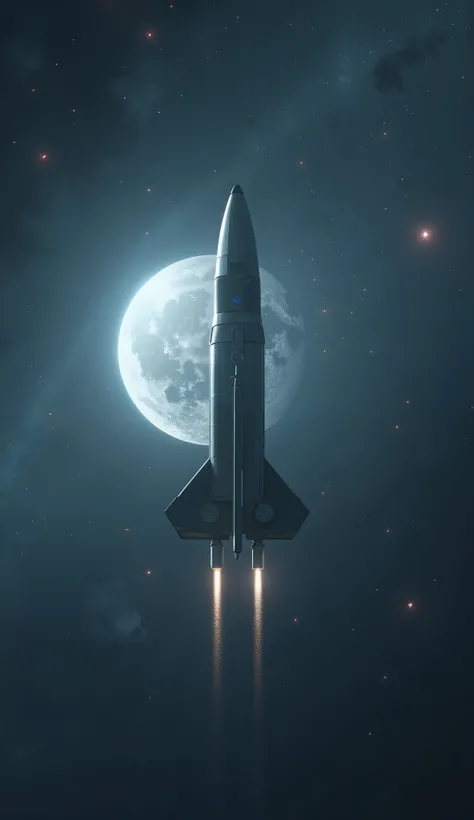 最high quality、high quality、Spaceship Space X Rocket Crossing the Moon、Night Sky High Resolution 8k Wallpaper、View of Earth's Atmosphere in Space、Star and Moon Details、photorealistic facing y、Highly Detailed Atmospheric Scenery、complicated、high detail、nebul...