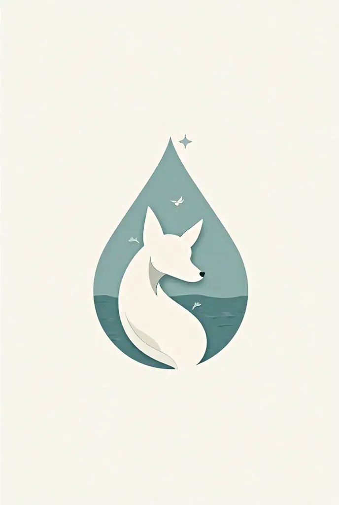 Logo with a drop of water and a fox in the middle