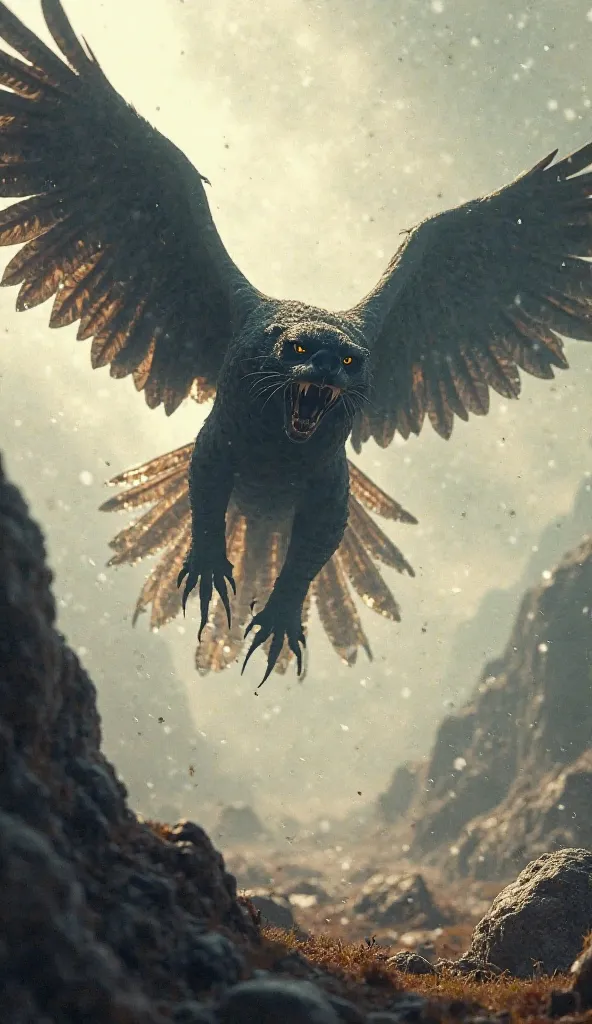 8. "A terrifying combination of an eagle and a panther, swooping down from the sky with powerful claws, hunting anything that dares move in its territory."