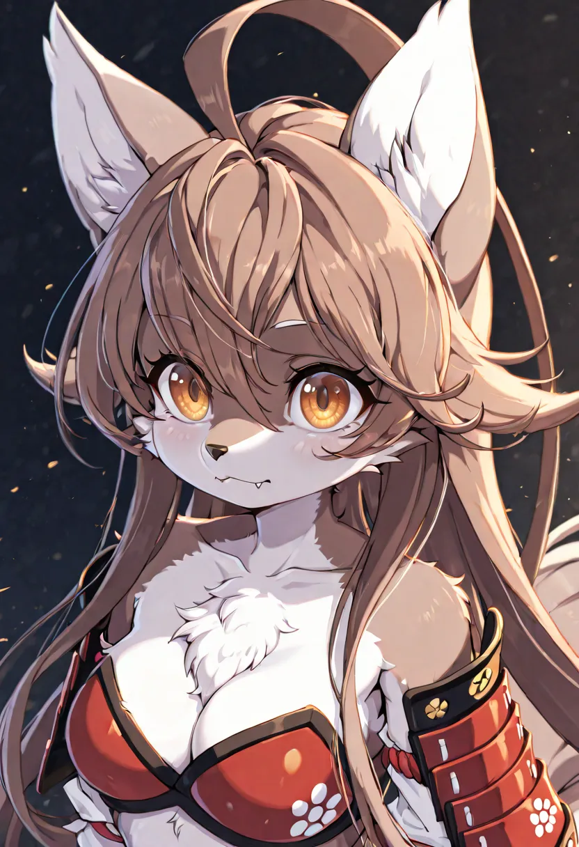 Masterpiece,high quality portrait,16k,round head,round chin,small fangs and big round eye shape:yellow/brown eyes),author: Tsu_Ji; Ookami-Chan furry female,furry,1girl,furry,furry female,Short Female Wolf,Furry Wolf,Female Wolf Kemono Head,Female Wolf Kemo...