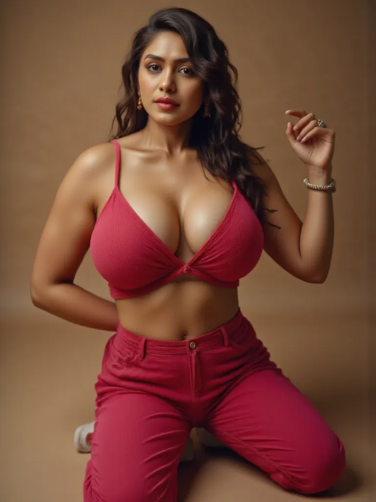 ((full body, curvy figure)), ((Indian milf, indian woman, milf)), (((ultra realistic))) Photo, masterpiece, top quality, (pale skin), (Ultra detailed face and eyes:1.2), 1 girl, Adult, ((in one size too small saree)), strapless copper colour blouse, ((very...