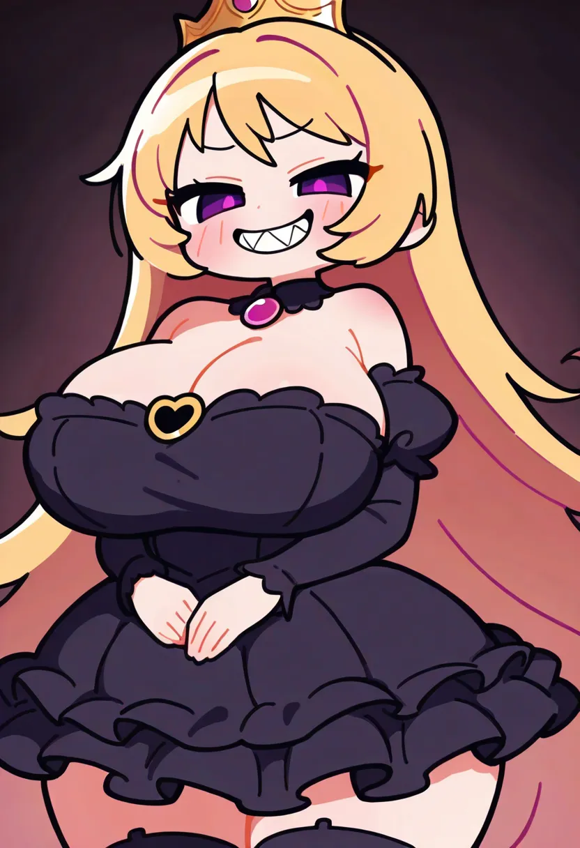 cute女の子,  petite body, change, Big Breasts, evil smile,   smugface , tooth, wide hips, cute dress, 邪悪な笑い,  Princess Girl , Brat, Gothic Dress, cute, 1 girl, Alone, high definition, long hair, 