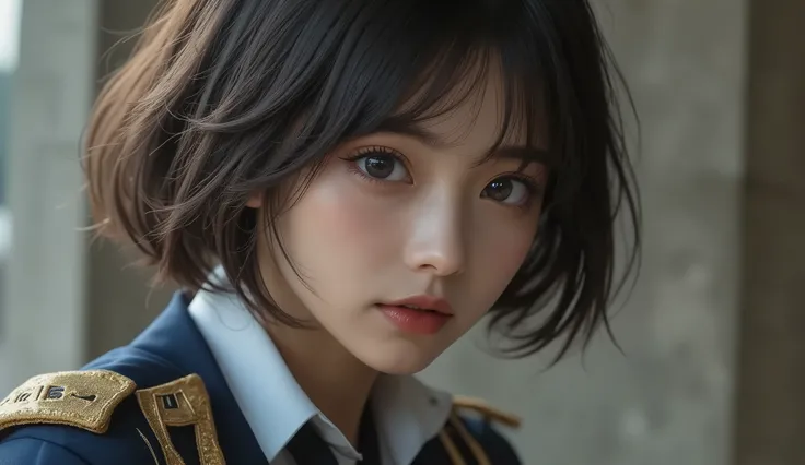 8k,ultra high resolution , top quality, masterpiece,rule of thirds,golden ratio,surreal,pictures, One Woman,( girl:1.3),cute,cute顔, Beautiful Eyes in Every Detail , 細かくdetails,mature women,princess,upper body, black hair,Wavy bob,ID photo, luxurious and b...