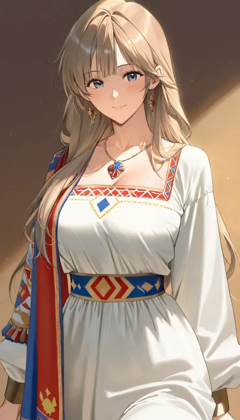 ((top quality)), ((masterpiece)), ( details), （perfect face）、(One woman:1.8)、No background、(There are no people around:1.8)、 that woman is Princess Leona , medium length light brown hair、beautiful Armenians、beautiful woman、 The woman is a beautiful Armenia...