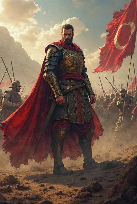 Sultan Mehmet, the conqueror in battle 