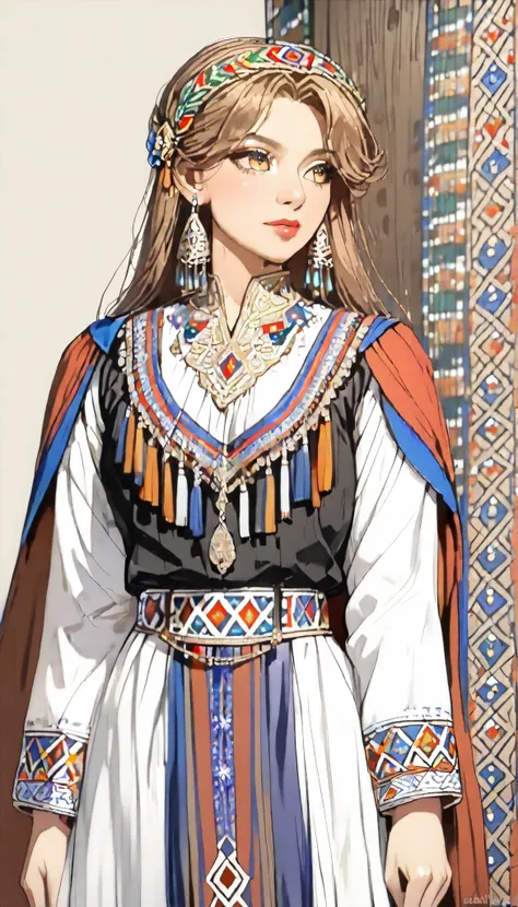 ((top quality)), ((masterpiece)), ( details), （perfect face）、(One woman:1.8)、No background、(There are no people around:1.8)、 that woman is Princess Leona , medium length light brown hair、beautiful Armenians、beautiful woman、 The woman is a beautiful Armenia...