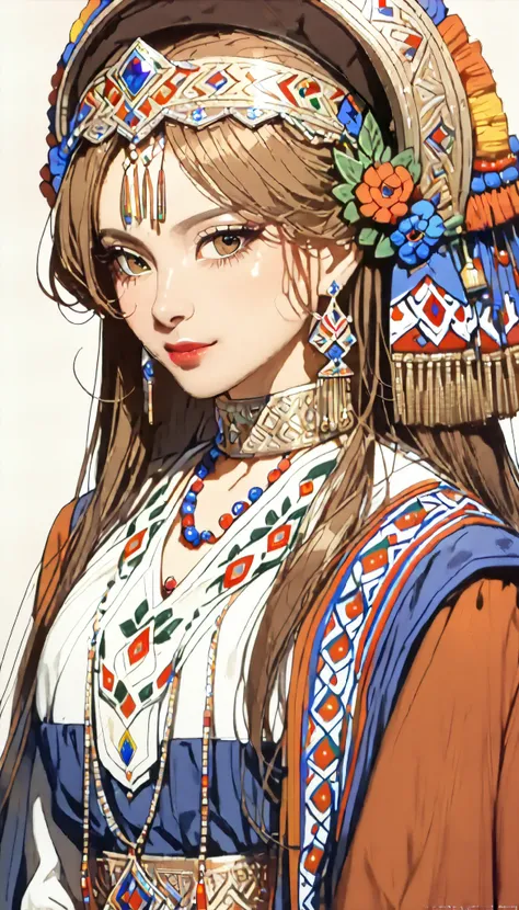 ((top quality)), ((masterpiece)), ( details), （perfect face）、(One woman:1.8)、No background、(There are no people around:1.8)、 that woman is Princess Leona , medium length light brown hair、beautiful Armenians、beautiful woman、 The woman is a beautiful Armenia...