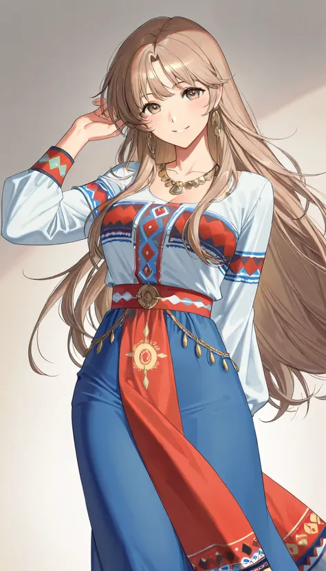 ((top quality)), ((masterpiece)), ( details), （perfect face）、(One woman:1.8)、No background、(There are no people around:1.8)、 that woman is Princess Leona , medium length light brown hair、beautiful Armenians、beautiful woman、 The woman is a beautiful Armenia...