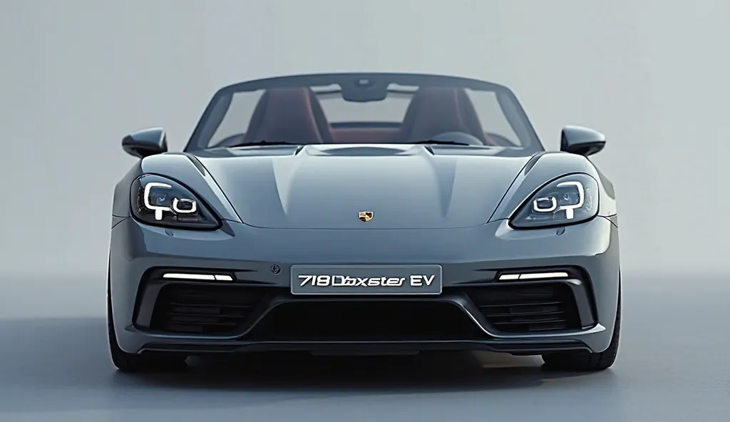 Here's the close-up front view of the 2025 Porsche 718 Boxster EV with its name displayed. Let me know if you'd like any changes or additional details.

