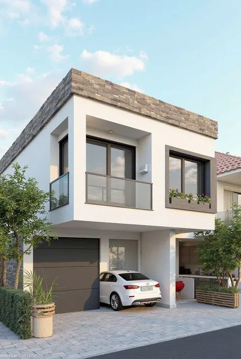 Of course! Here is the corrected text:

---

**Dream House Project for Land of 160m² (8m in front by 20m deep)**

The house will be a townhouse with three bedrooms upstairs, including a suite with balcony. The ground floor will have an area of 20m² dedicat...