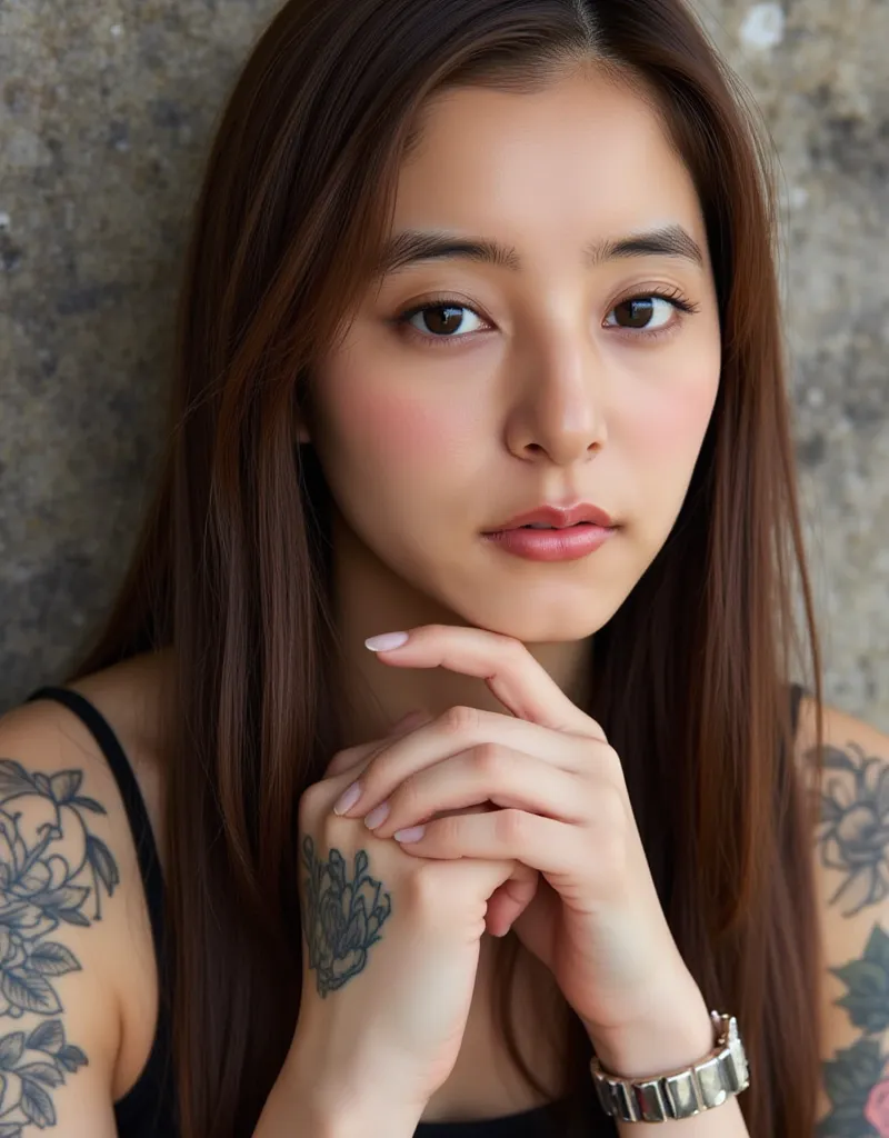 Test case , ((Highly Detailed Faces)), ((face of a goddess )), perfect anatomy, perfect finger, Yakuza Girl , Take a picture of all your tattoos ,  full body image, nsfw, She's Tattooed and Naked, Fine and Intricate Tattoos, long brown hair,  High Quality ...