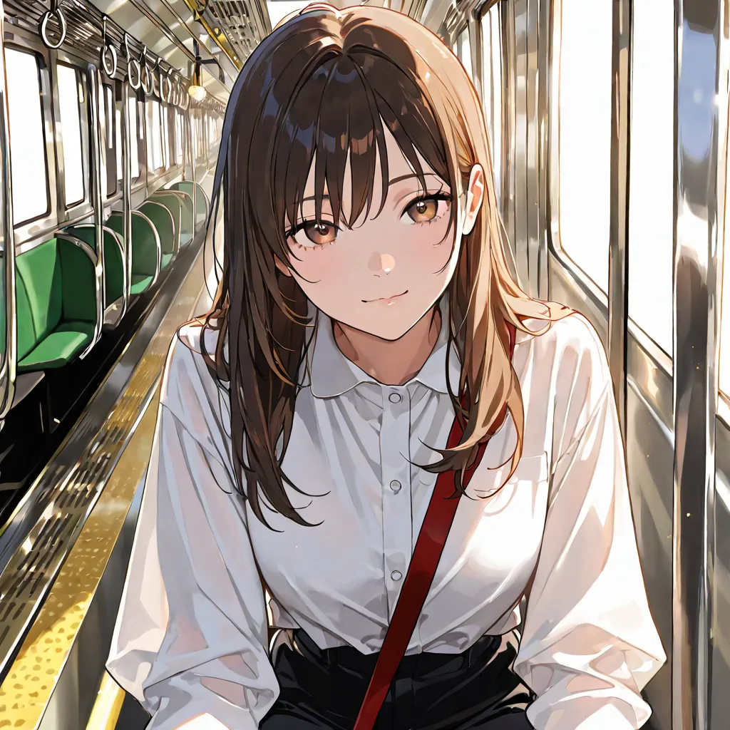  riding a train 、One Woman、white shirt